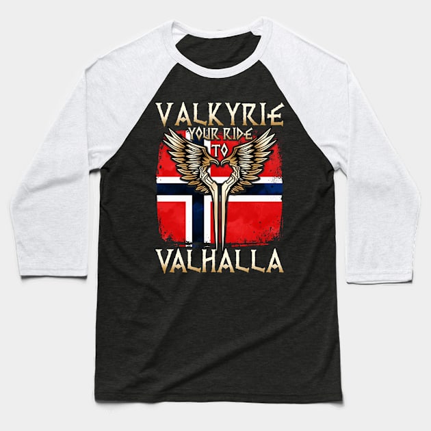 Valkyrie your ride to Valhalla Norway T-Shirt Baseball T-Shirt by biNutz